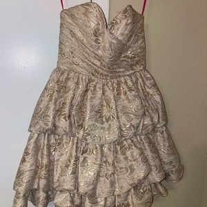 Champagne gold accent Betsey Johnson strapless dress